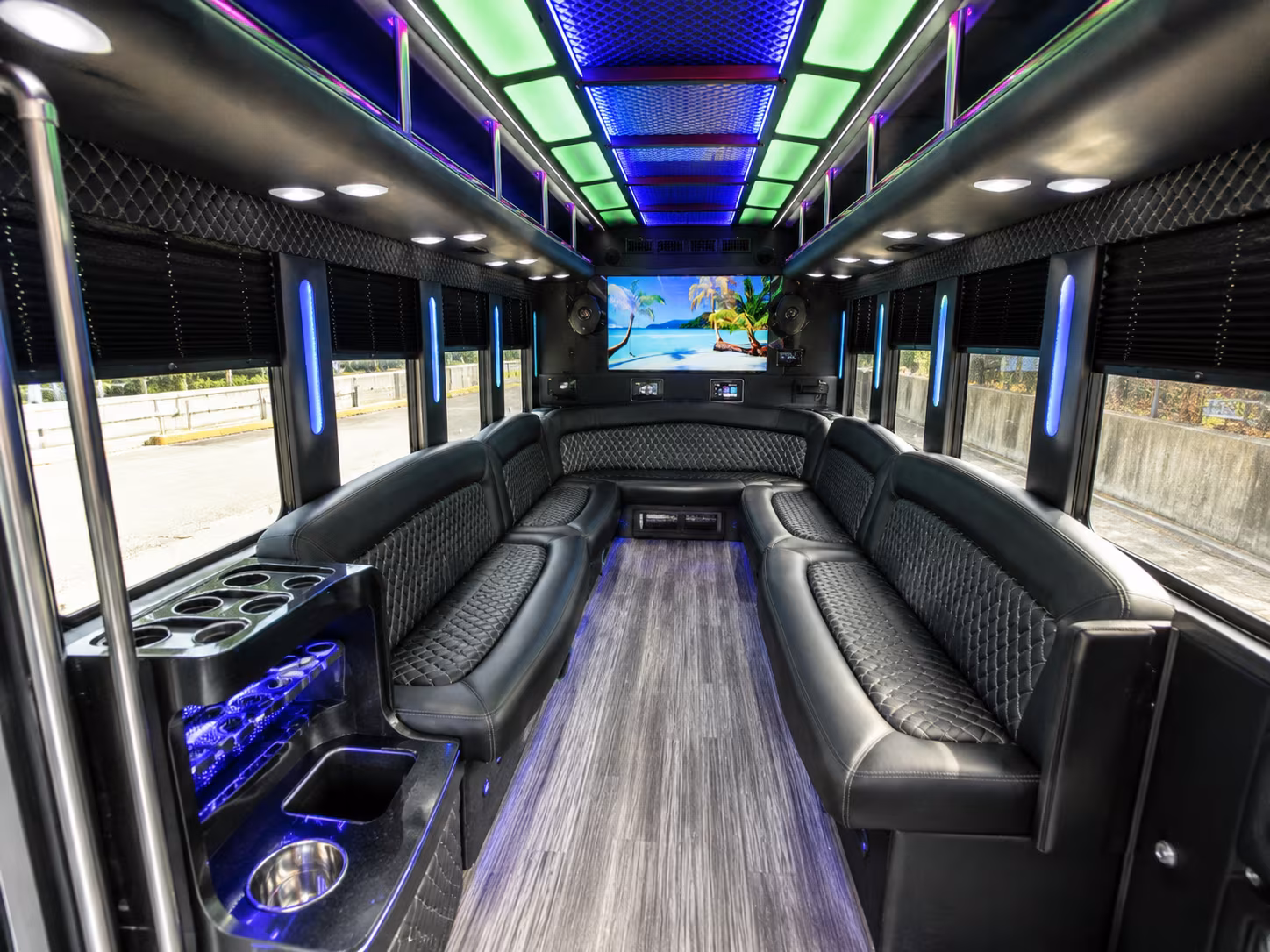 clarksville 18 passenger party bus inside