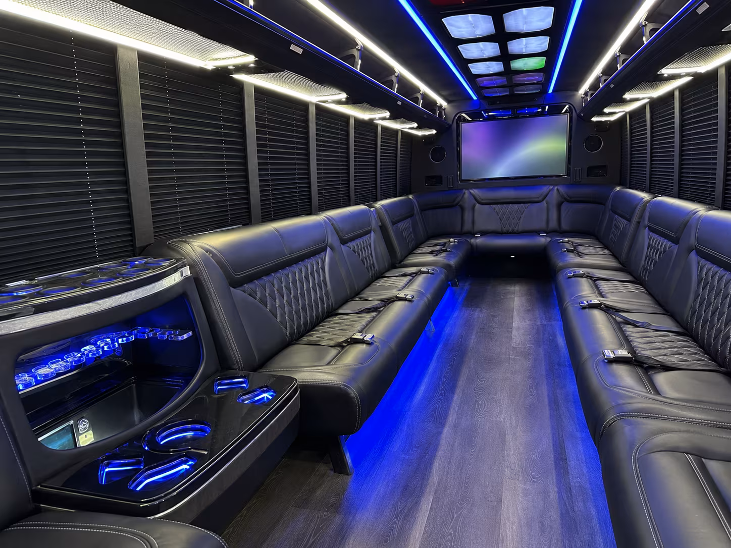 clarksville 20 passenger party bus inside