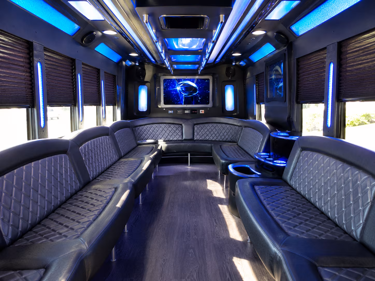 clarksville 28 passenger party bus inside