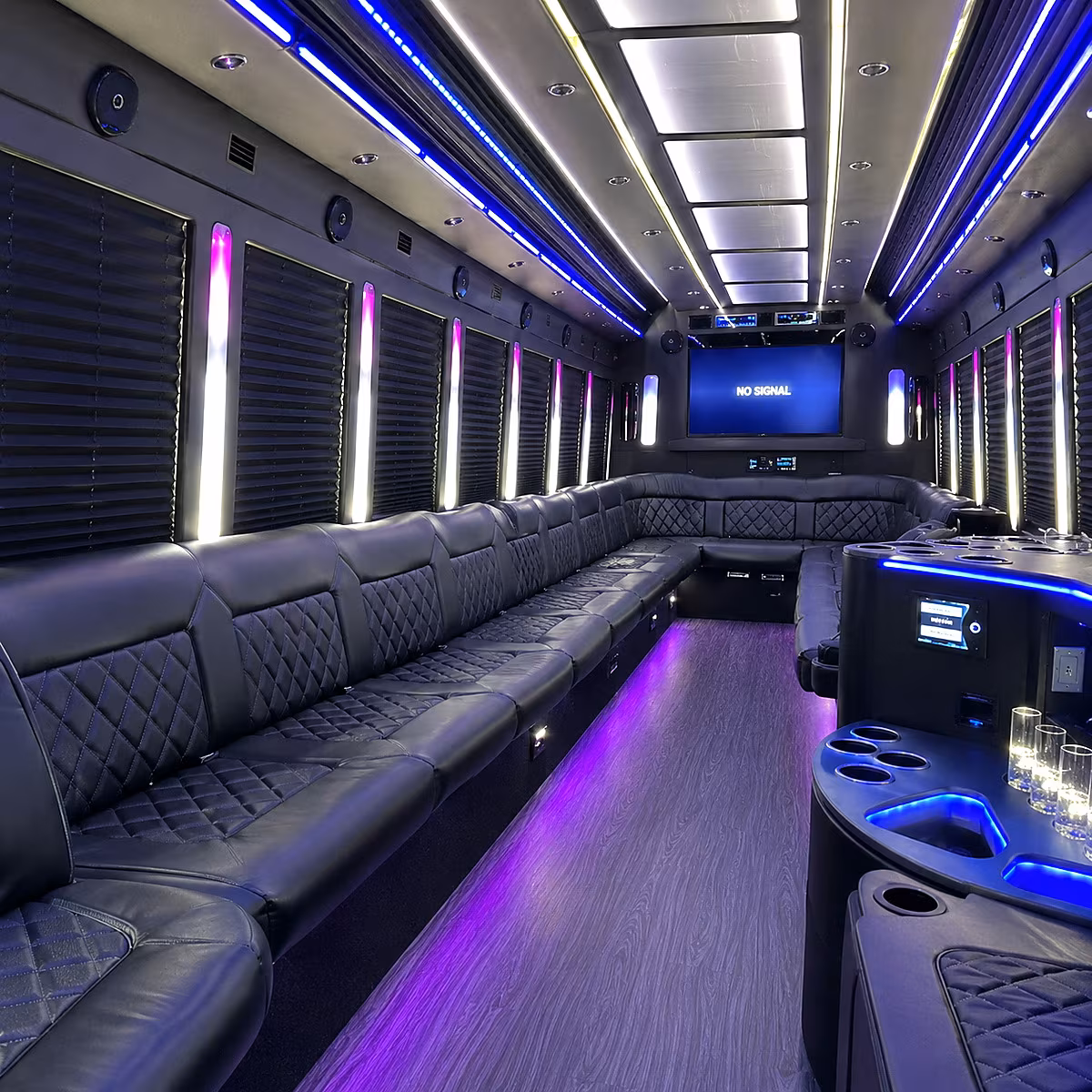 clarksville 30 passenger party bus inside